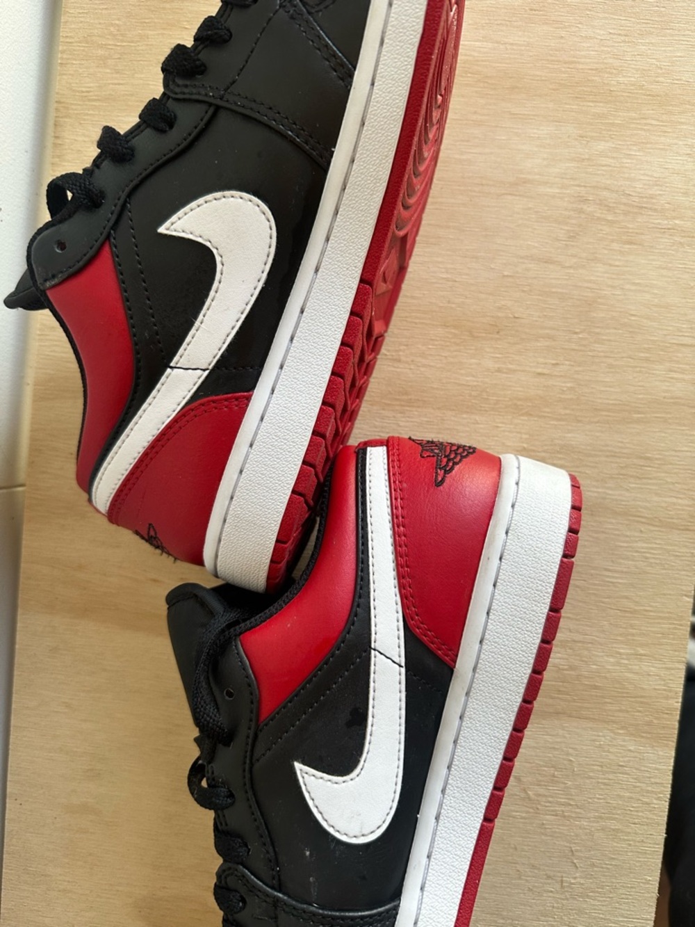 Air Jordan 1 Low Men's Black & Red Low-Top Sneakers - Picture 2 of 7